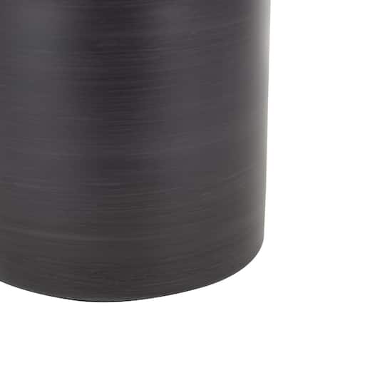 34" Black Glass Brushed Two-Toned Floor Vase with Textured Silver Top